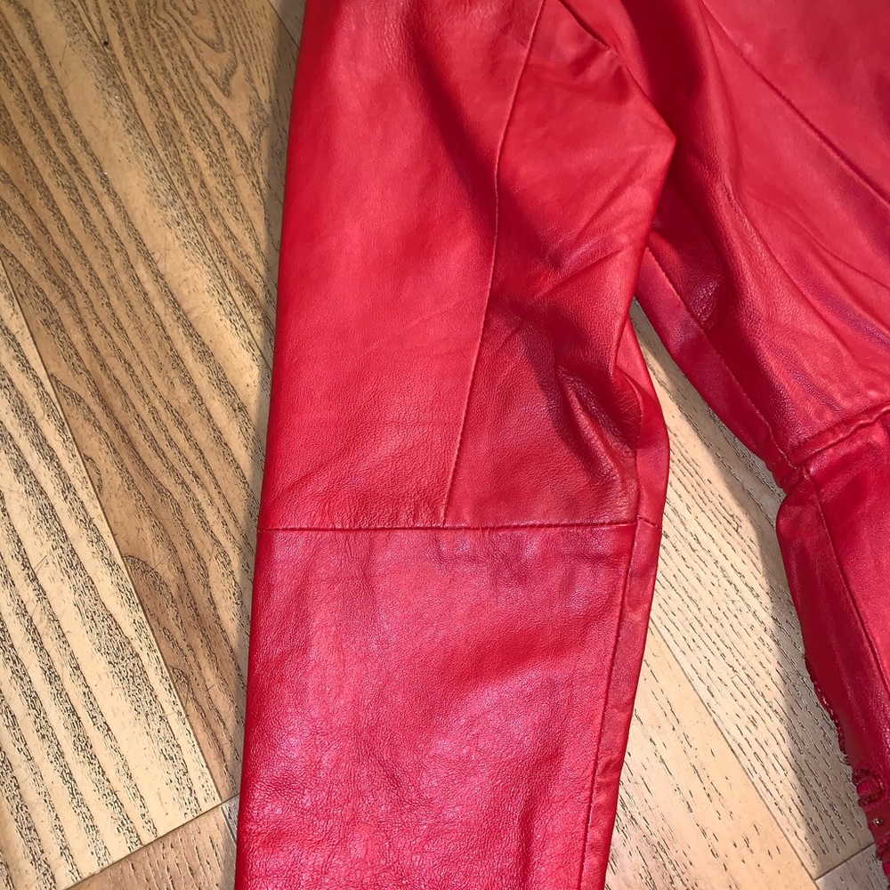 ⭐️Vintage Red Leather Jacket - M - Picture 7 of 8